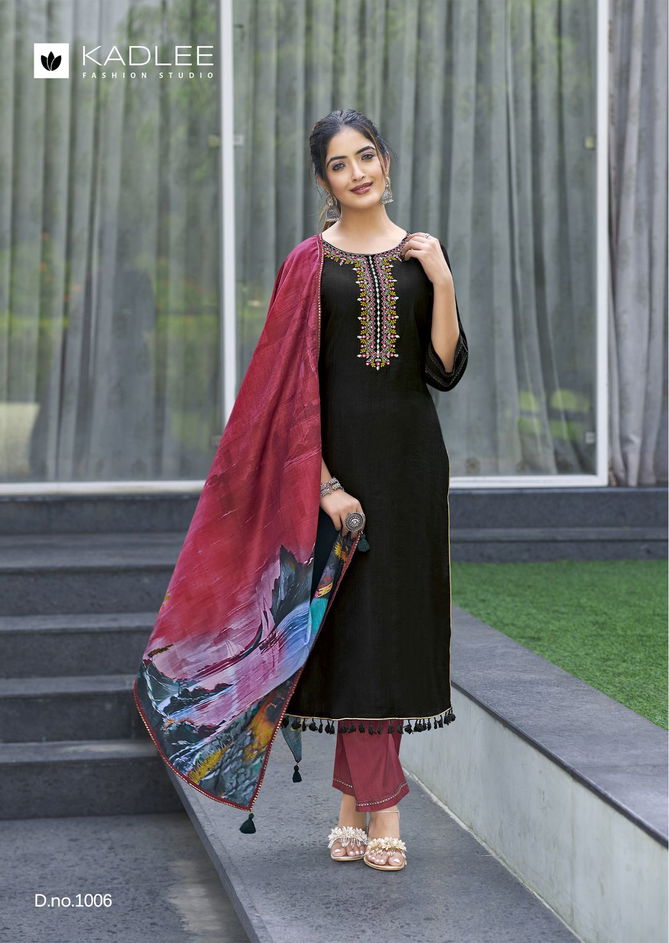 Zarin By kadlee Viscose Weaving Embroidery Kurti With Bottom Dupatta Wholesale Shop In Surat